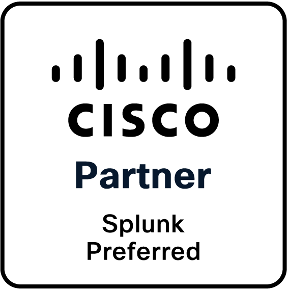 Cisco 360 Partner Program badge, der viser partnerstatus som Splunk Preferred.